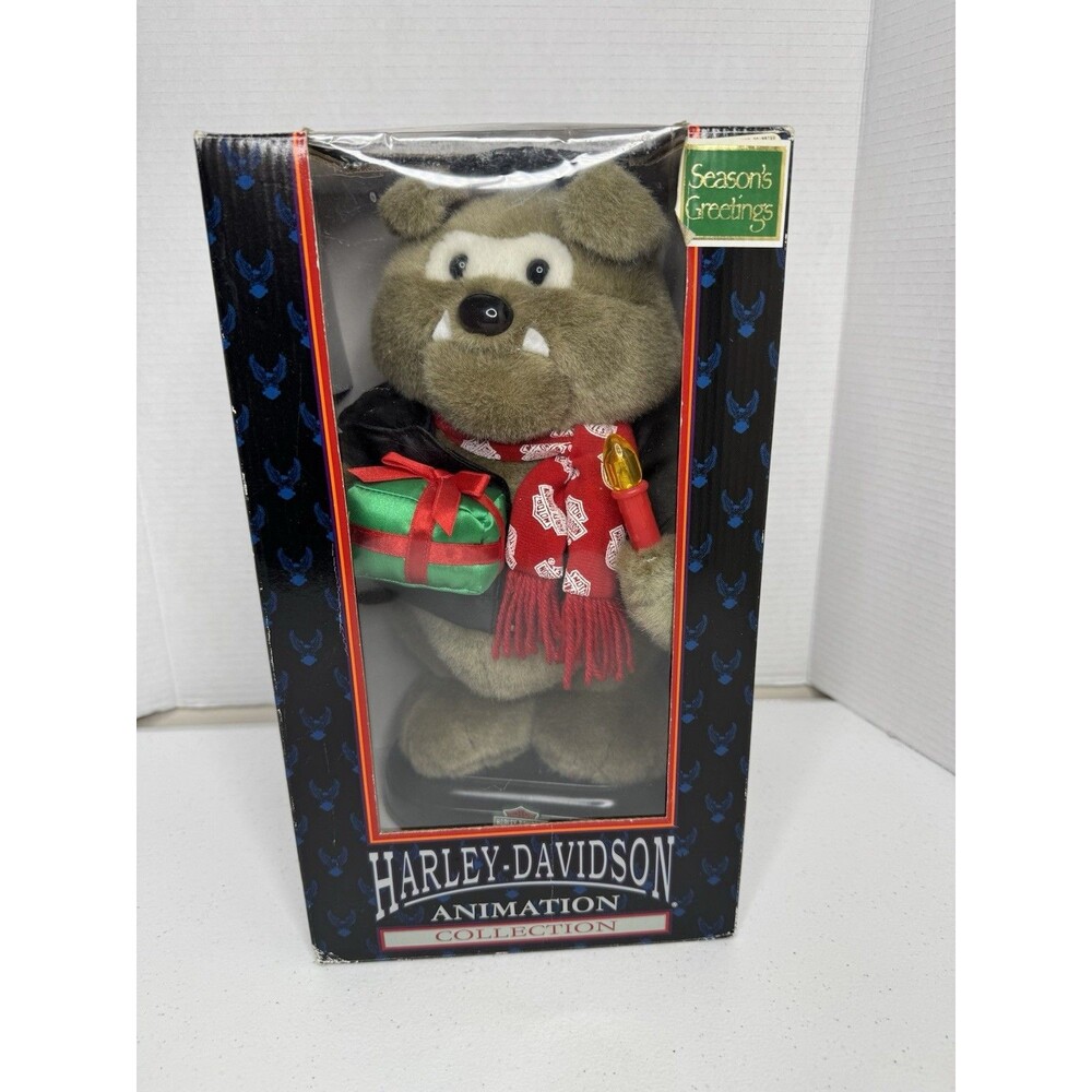 Vintage Harley Davidson Bulldog Plush Christmas Collection Stuffed Animal 1998